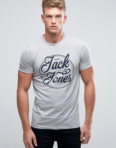 Футболка с принтом логотипа Jack &amp; Jones - Серый