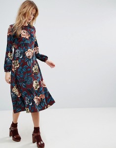 Платье миди с крупным цветочным принтом ASOS - Мульти