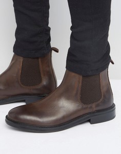 Коричневые кожаные ботинки челси с массивной подошвой ASOS - Коричневый