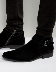 Черные ботинки челси из искусственной замши с ремешками ASOS - Черный