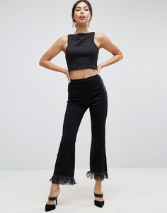 Укороченные широкие брюки с бахромой ASOS - Черный