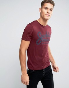 Бордовая футболка с логотипом и леопардовым принтом Jack and Jones - Красный