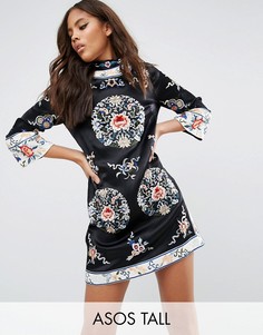 Цельнокройное платье-туника с вышивкой ASOS TALL - Зеленый