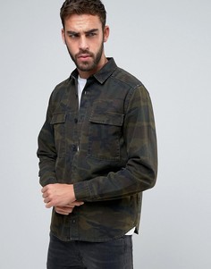 Зеленая рубашка навыпуск с камуфляжным принтом ASOS - Зеленый