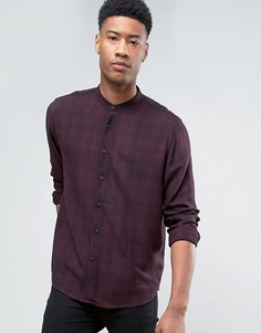 Oversize-рубашка из вискозы в клетку с воротником на пуговицах ASOS - Красный
