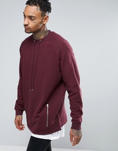 Свободный длинный свитшот со шнурком на горловине ASOS - Красный