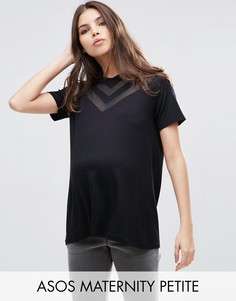 Топ для беременных с полупрозрачными шевронными вставками ASOS Maternity PETITE - Черный