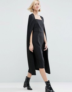 Фактурное платье миди с кейпом ASOS WHITE - Черный