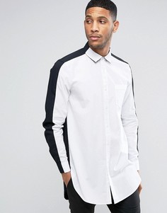 Черно-белая длинная рубашка из поплина ASOS - Белый