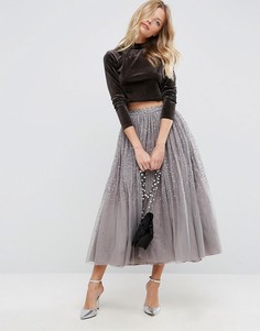 Юбка для выпускного из тюля с отделкой ASOS - Серый