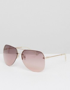 Солнцезащитные очки-авиаторы без оправы с розовыми стеклами ASOS - Розовый