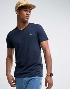 Темно-синяя узкая футболка с V-образным вырезом Abercrombie &amp; Fitch - Темно-синий