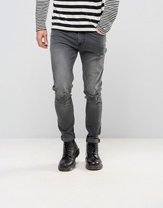 Темно-серые джинсы скинни с рваными коленями ASOS - Серый