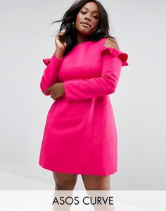 Платье с вырезами на плечах ASOS CURVE - Розовый