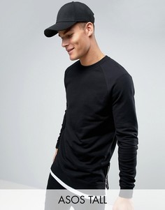 Длинный свитшот с молниями по бокам ASOS TALL - Черный
