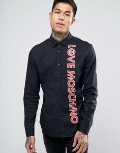 Рубашка узкого кроя с принтом логотипа Love Moschino - Черный