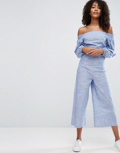 Комбинезон из хлопковой рубашечной ткани в полоску ASOS - Синий