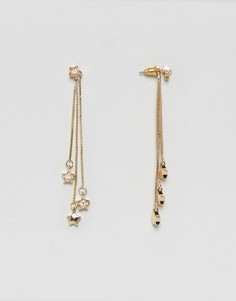 Серьги с подвесками-цепочками и звездочками ASOS - Золотой