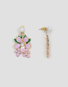 Серьги с эмалированными цветами ASOS - Золотой