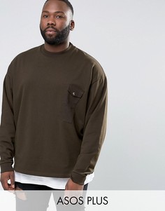 Oversize-свитшот цвета хаки ASOS PLUS - Зеленый