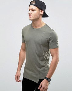 Футболка с асимметричной удлиненной кромкой Jack &amp; Jones Core - Зеленый