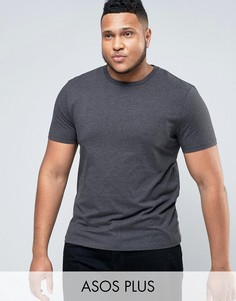 Темно-серая меланжевая обтягивающая футболка ASOS PLUS - Серый