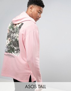 Длинное oversize-худи с принтом Freedom ASOS TALL - Розовый