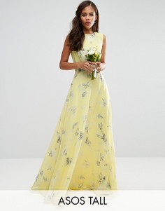 Платье макси с цветочным принтом ASOS TALL Wedding - Желтый