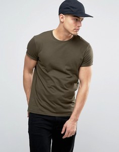 Зеленая футболка с отворотами на рукавах ASOS - Зеленый