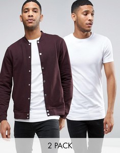 Трикотажная куртка-пилот на кнопках и длинная футболка ASOS - СКИДКА - Мульти
