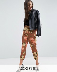 Брюки с цветочным принтом и асимметричной завязкой ASOS PETITE - Мульти