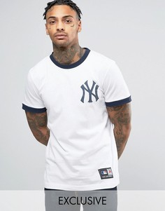 Длинная футболка Majestic New York Yankees Ringer эксклюзивно для ASOS - Белый