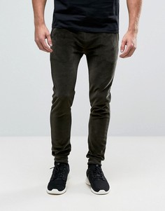 Супероблегающие велюровые джоггеры цвета хаки ASOS - Зеленый