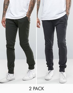 2 пары суперузких джоггеров (хаки, темно-серые) ASOS - СКИДКА - Мульти