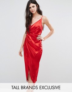 Атласное асимметричное платье миди Naanaa Tall - Красный