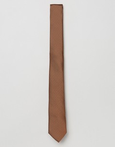 Узкий галстук из фактурной красно-бурой ткани ASOS - Коричневый