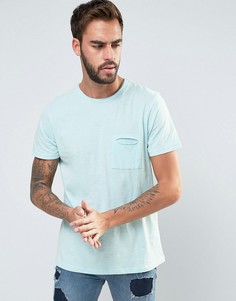 Меланжевая футболка с необработанными краями и карманом Another Influence - Синий