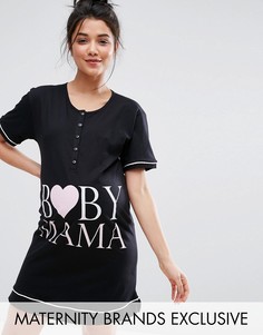Ночная рубашка на пуговицах спереди Emma Jane Baby Mama - Черный