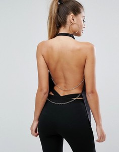 Топ с отделкой цепочкой сзади ASOS - Черный