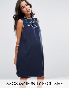 Платье с отделкой New Look Maternity - Синий