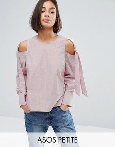 Хлопковый топ в полоску с открытыми плечами ASOS PETITE - Мульти