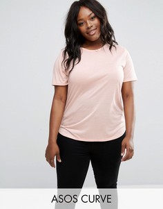 Футболка с закругленным низом ASOS CURVE The Ultimate - Розовый