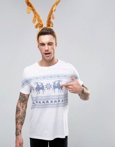 Новогодняя футболка с принтом Фэйр-Айл ASOS - Белый
