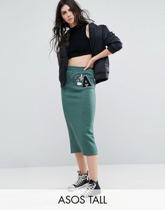 Трикотажная юбка миди ASOS TALL - Зеленый