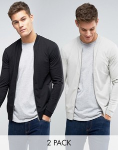 2 обтягивающих трикотажных куртки-пилот (серая, черная) ASOS - СКИДКА - Мульти