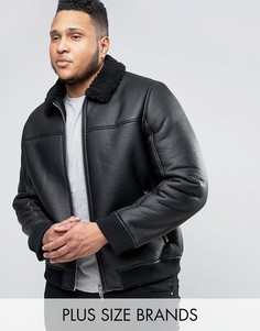 Куртка-пилот из искусственной кожи с меховым воротником Barneys PLUS - Черный Barneys Originals