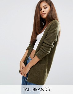 Вязаный кардиган на молнии New Look Tall - Зеленый