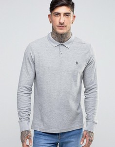 Серое меланжевое поло узкого кроя из пике с длинными рукавами Original Penguin Winston - Серый
