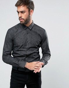 Узкая рубашка со змеиным принтом HUGO by Hugo Boss Ero 3 - Черный
