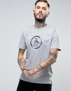 Серая меланжевая узкая футболка с большим логотипом Original Penguin - Серый